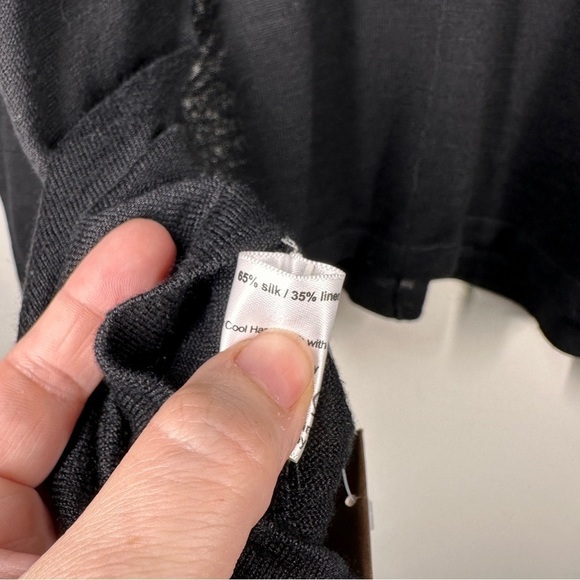 Eskandar Wide Round Neck Silk Linen Top in Black OS - Picture 4 of 6